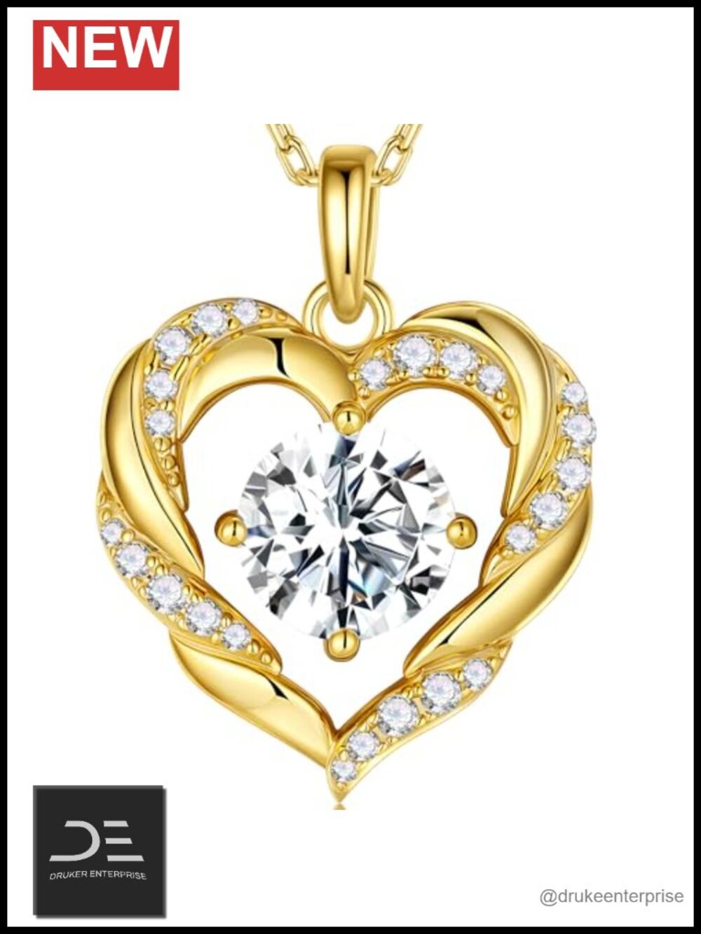 Sterling Silver Moissanite Heart Pendant Necklace